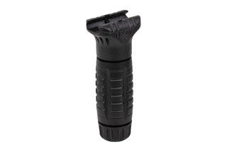 Troy Industries CQB polymer Vertical Grip installs without hardware or tools onto picatinny rails and features a storage compartment.